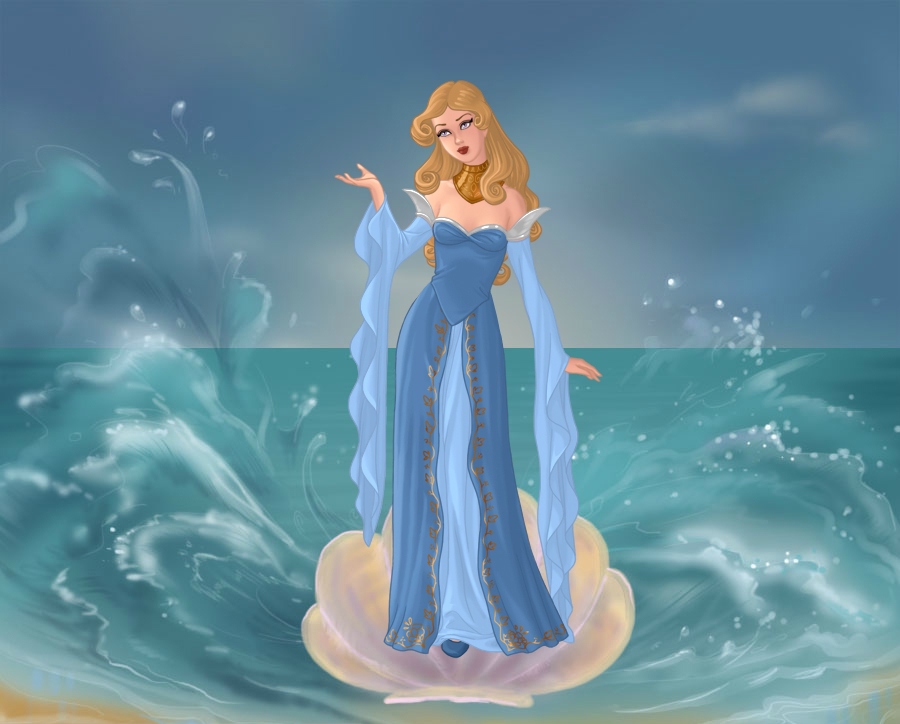 goddess with blue dress Roman Greek Goddess Toga - Ombre - Cream/Blue - Costume - Women