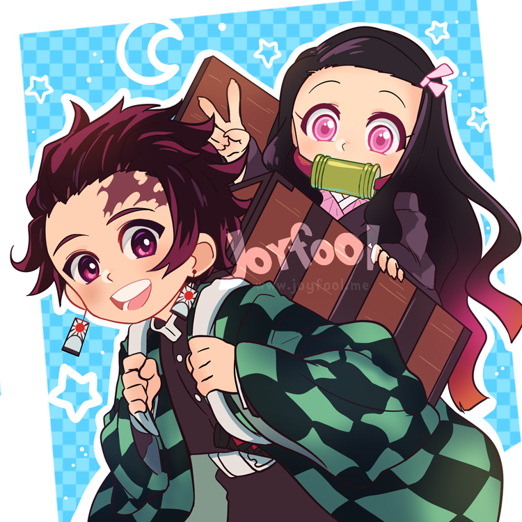 tanjiro and nezuko chibi render by Rivayno on DeviantArt