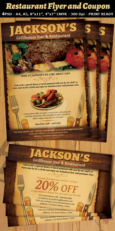 Restaurant-Bar Magazine Ad or Flyer Template V2