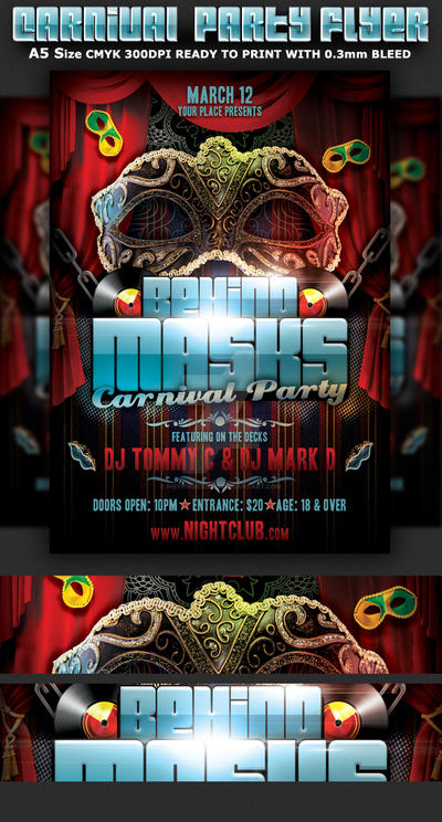 Behind Masks Carnival Party Flyer Template