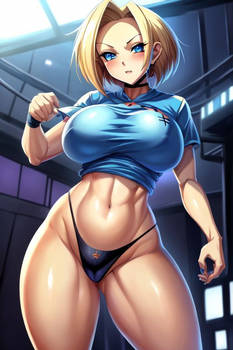 anime art of Android 18 Full b