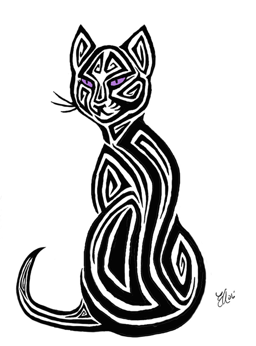 Tribal Cat Tattoo Design