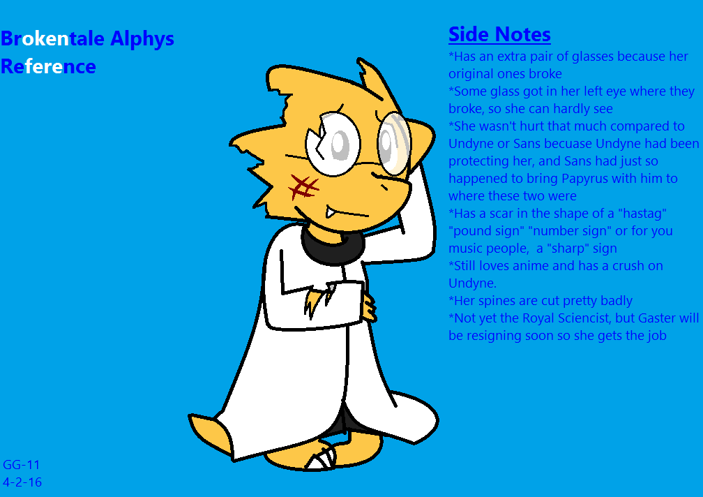 Brokentale Alphys Reference Sheet by GalaxyGal-11 on DeviantArt