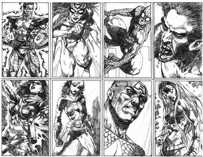 marvel cards,line drawing