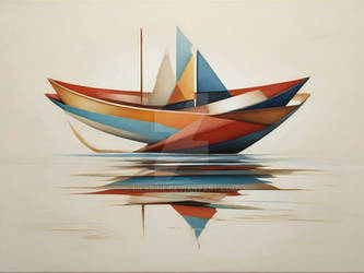 Abstract Art of Boat sailing through Sea Large Art