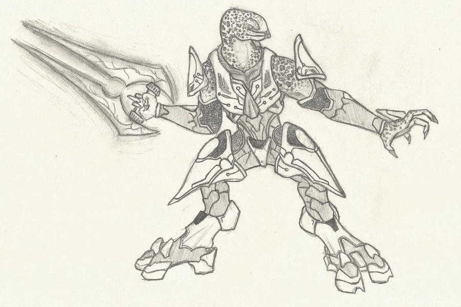 Halo 4 Elite drawing - Customised by SquiggilySquid on DeviantArt.