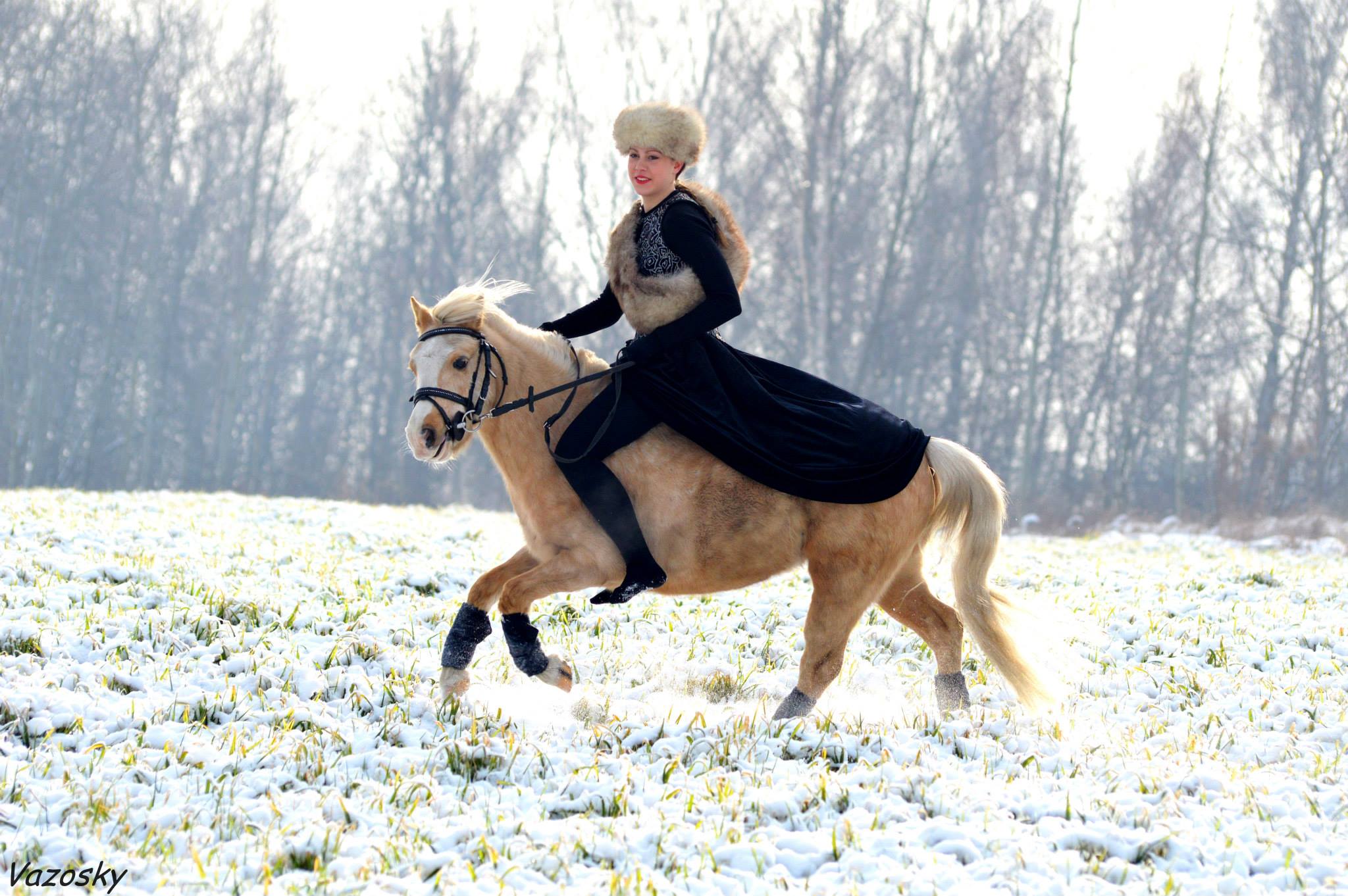 Russian woman on horseback