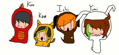 Kuro, Kaya, Ichi, Yumi animals