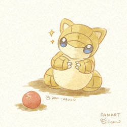 Sandshrew curious about the apple