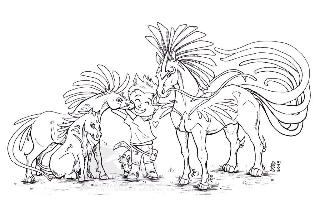 Wind elemental (and friends) inked lineart by GalopaWXY on DeviantArt