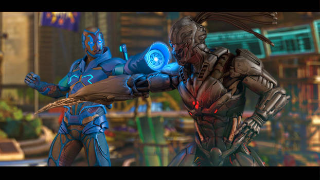 Blue Beetle vs Triborg