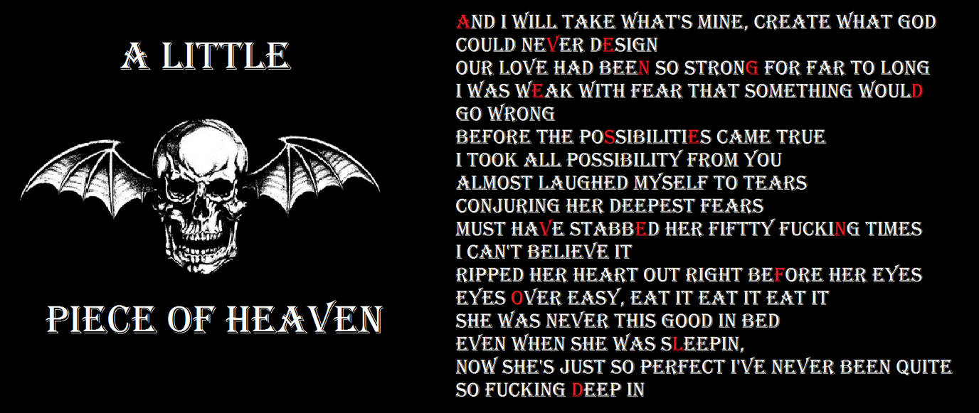 A LITTLE PIECE OF HEAVEN (TRADUÇÃO) - Avenged Sevenfold (Letra e