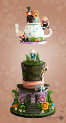 Tim Burton Alice in Wonderland Wedding Cake