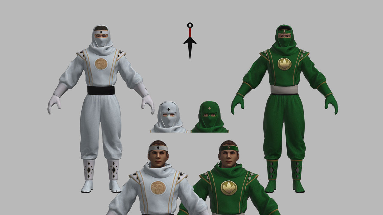 White Green Ninja (Rigged) 3D Model Power Rangers by grant858 on DeviantArt