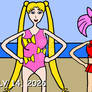 Usagi and Chibiusa on the beach