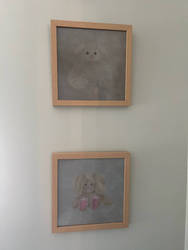 Bunny and Lamb, framed