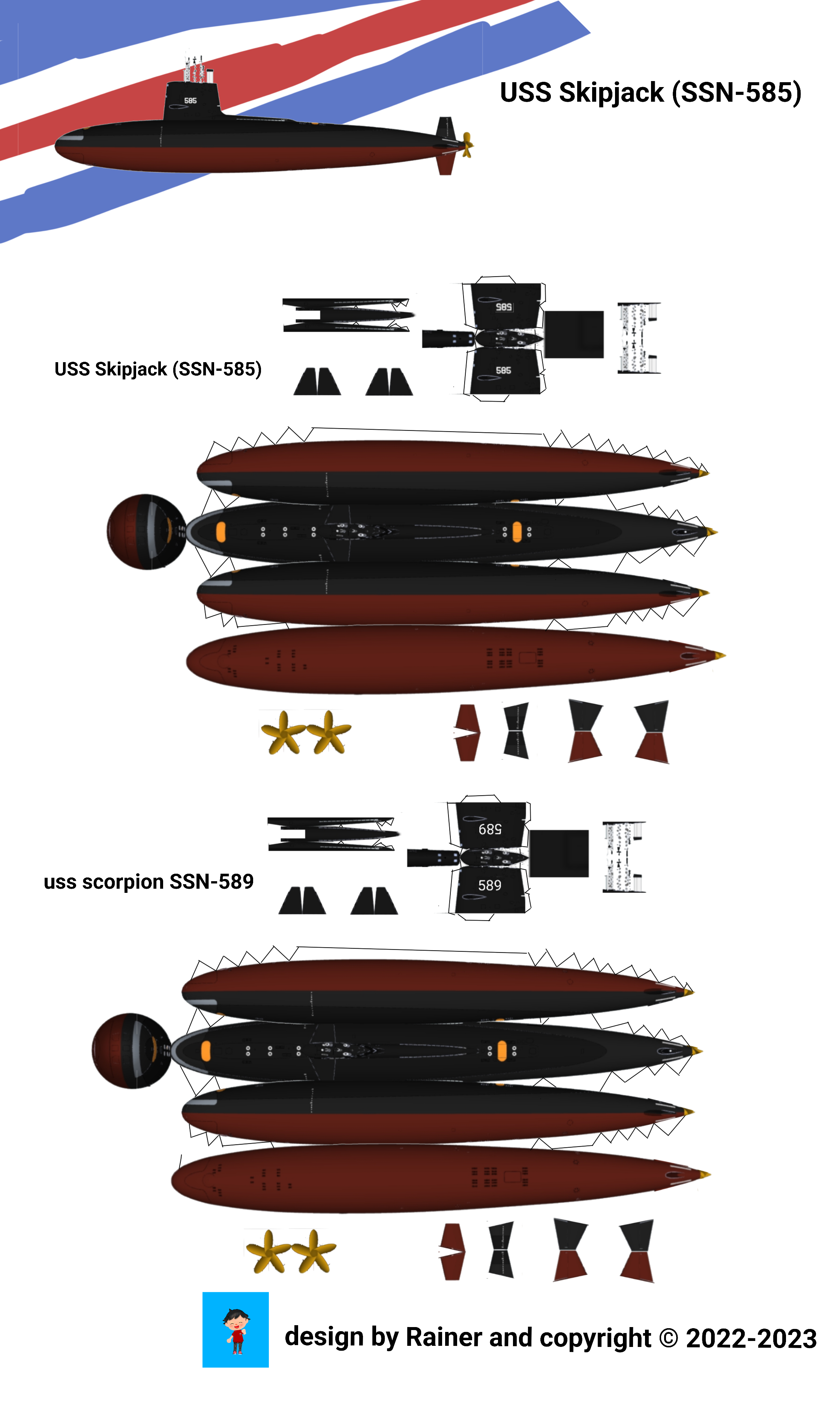 Monogram Skipjack USS Skipjack (SSN-585) by rainerspapermodels on DeviantArt