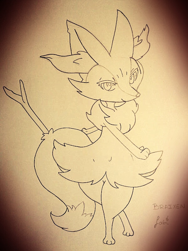 Dibujo Braixen antes