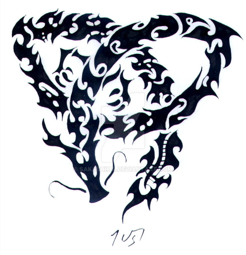 Tribal Celtic oriental dragon