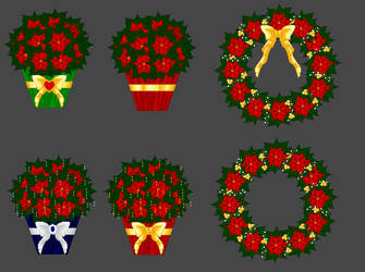 Pointsetta's and Wreaths- Christmas