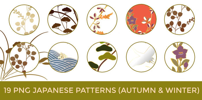 19 PNG Japanese Patterns (Autumn Winter)