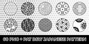 60 PNG and PAT BW Japanese Patterns