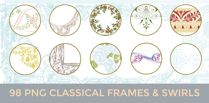 98 PNG Classical Frames, Roundels, and Swirls