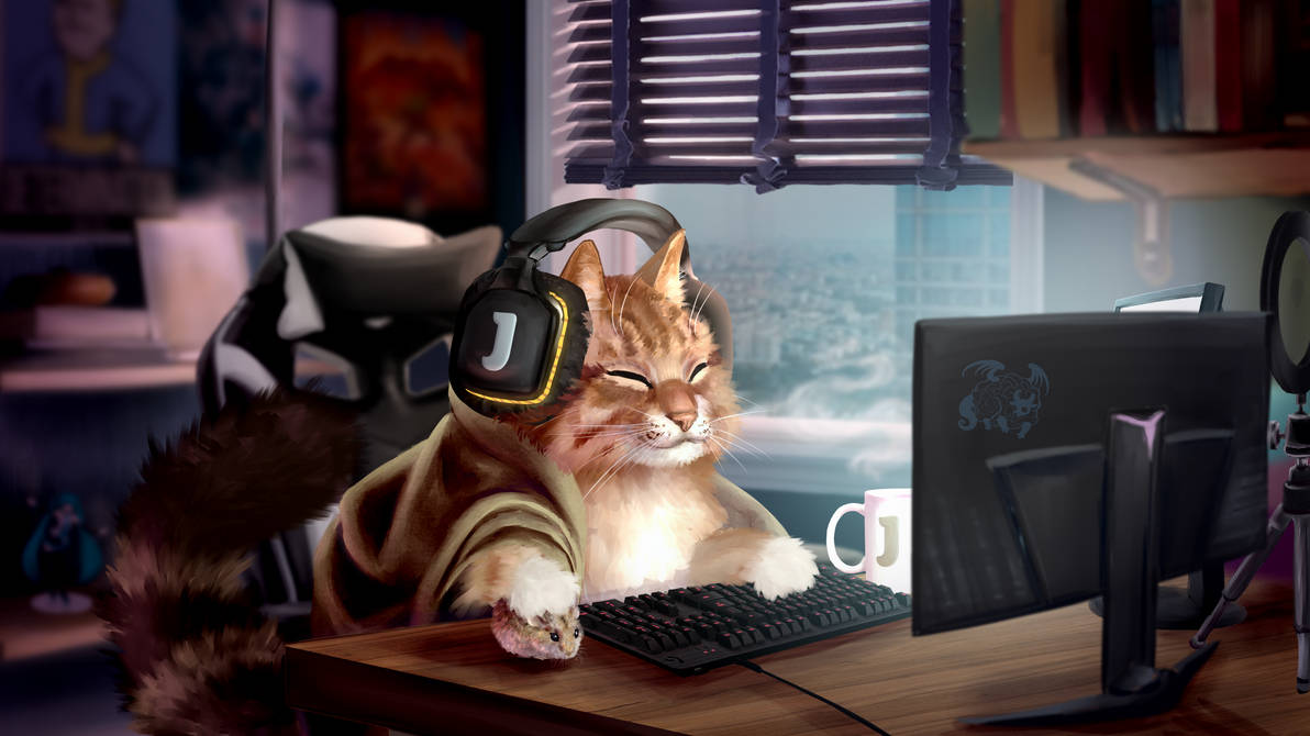Cool cat at the computer by SyutaAtara on DeviantArt