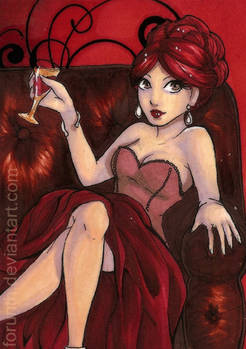 ACEO 73: 'DRINK ME' -red wine-