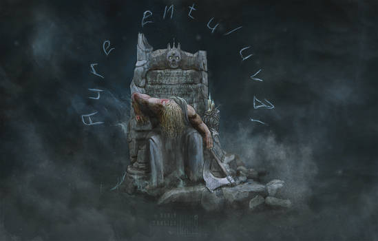 Hurin on the throne - detail of CoH cover art