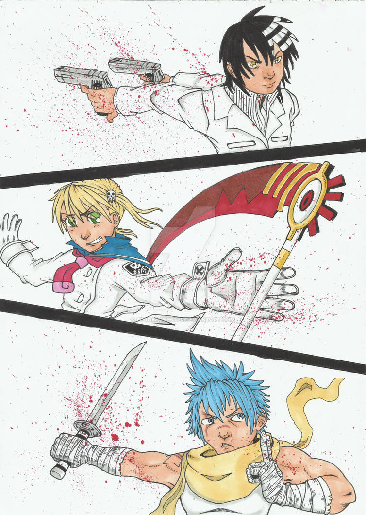 Soul Eater Kid, Maka i BlackStar by SpookyChester on DeviantArt