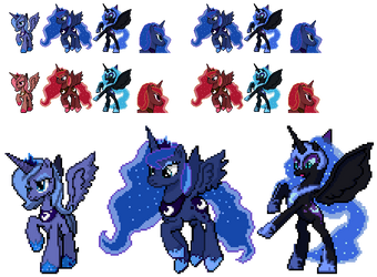 Ponymon Nightmare Moon Luna Sprites by DMN666