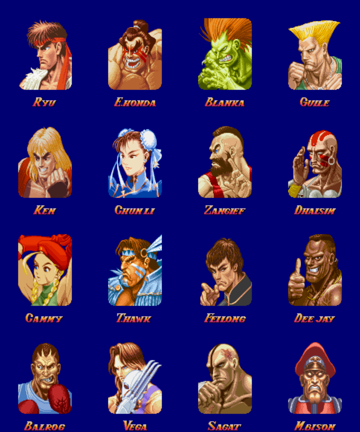 Street Fighter II ALL CHARACTERS