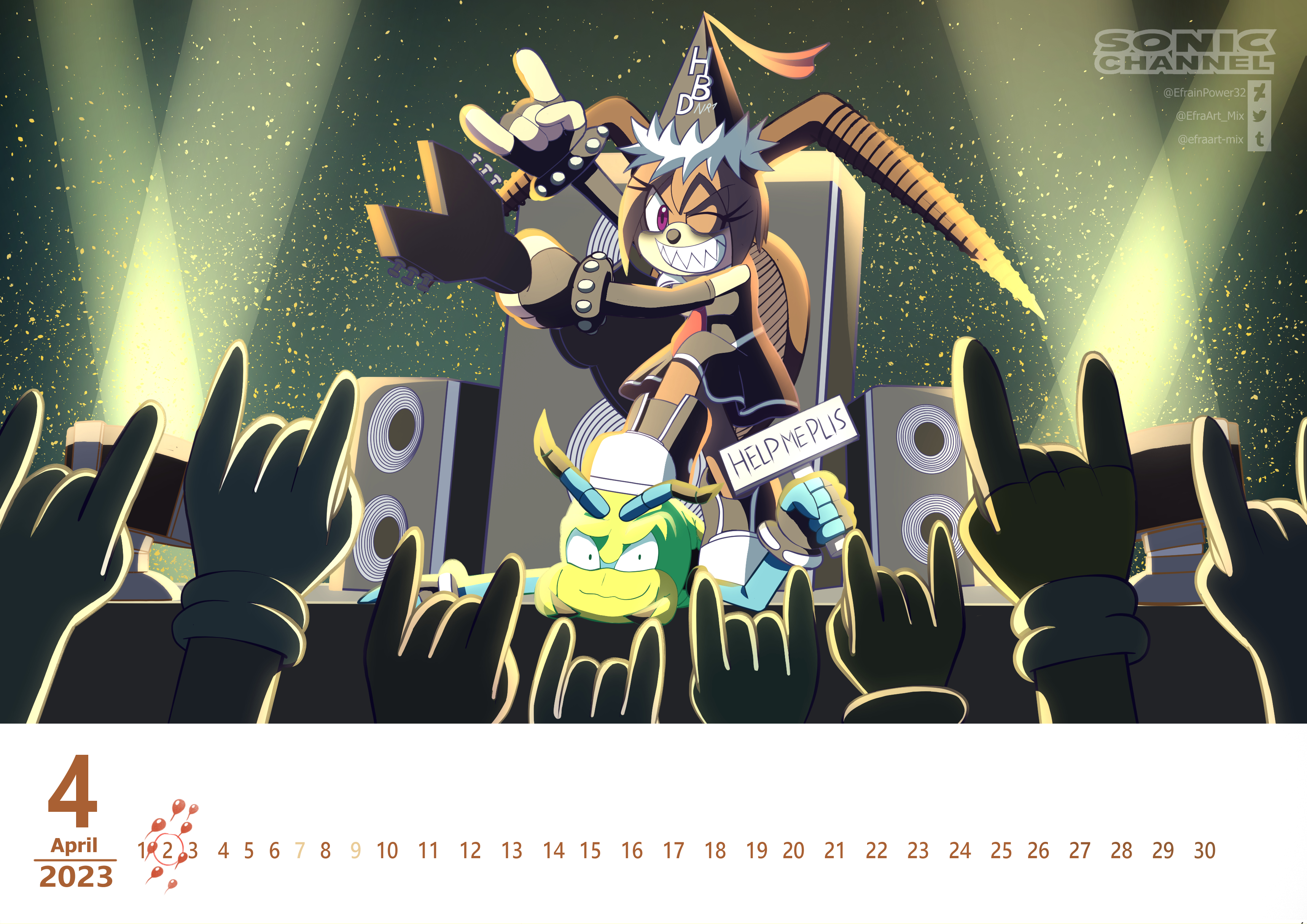 Sonic Channel Calendar April 2023: Silver & Elise Ice-Skating Duo