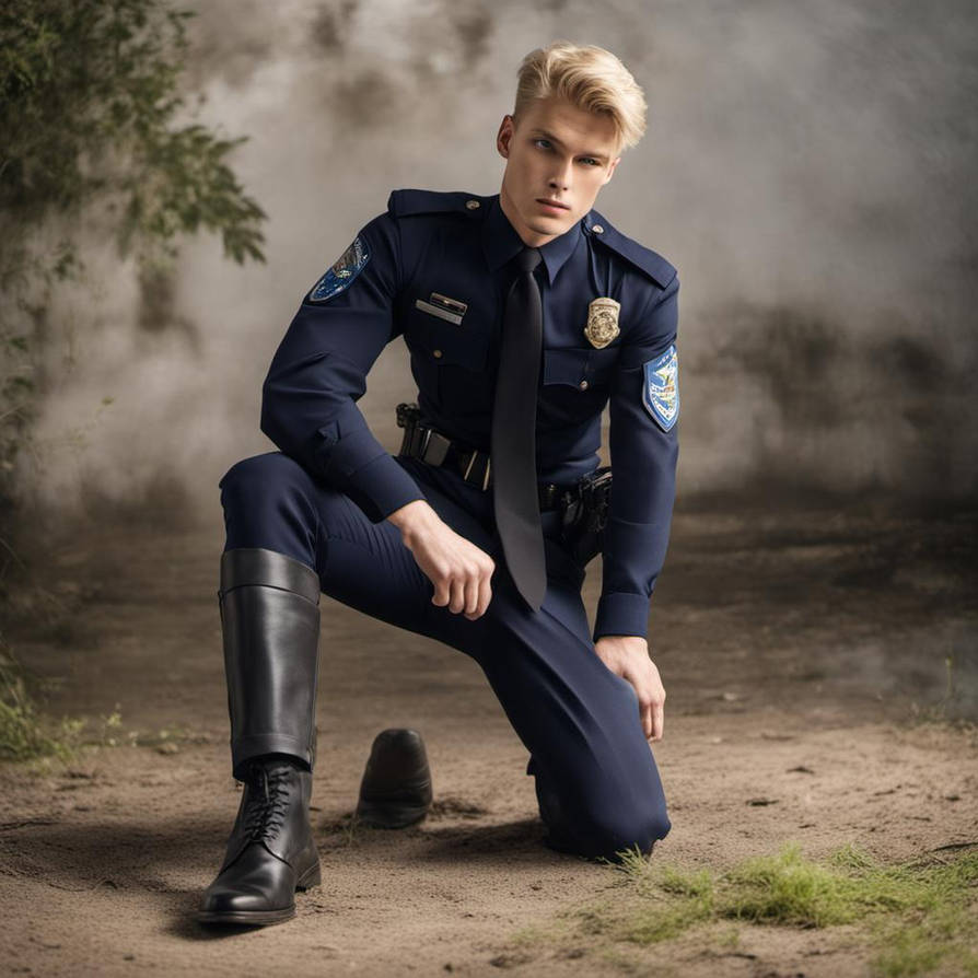 Blue Cop Pfp Blond Handsome 21 Years Old Cop In Navy Blue Unifo by Piruchito2 on ...
