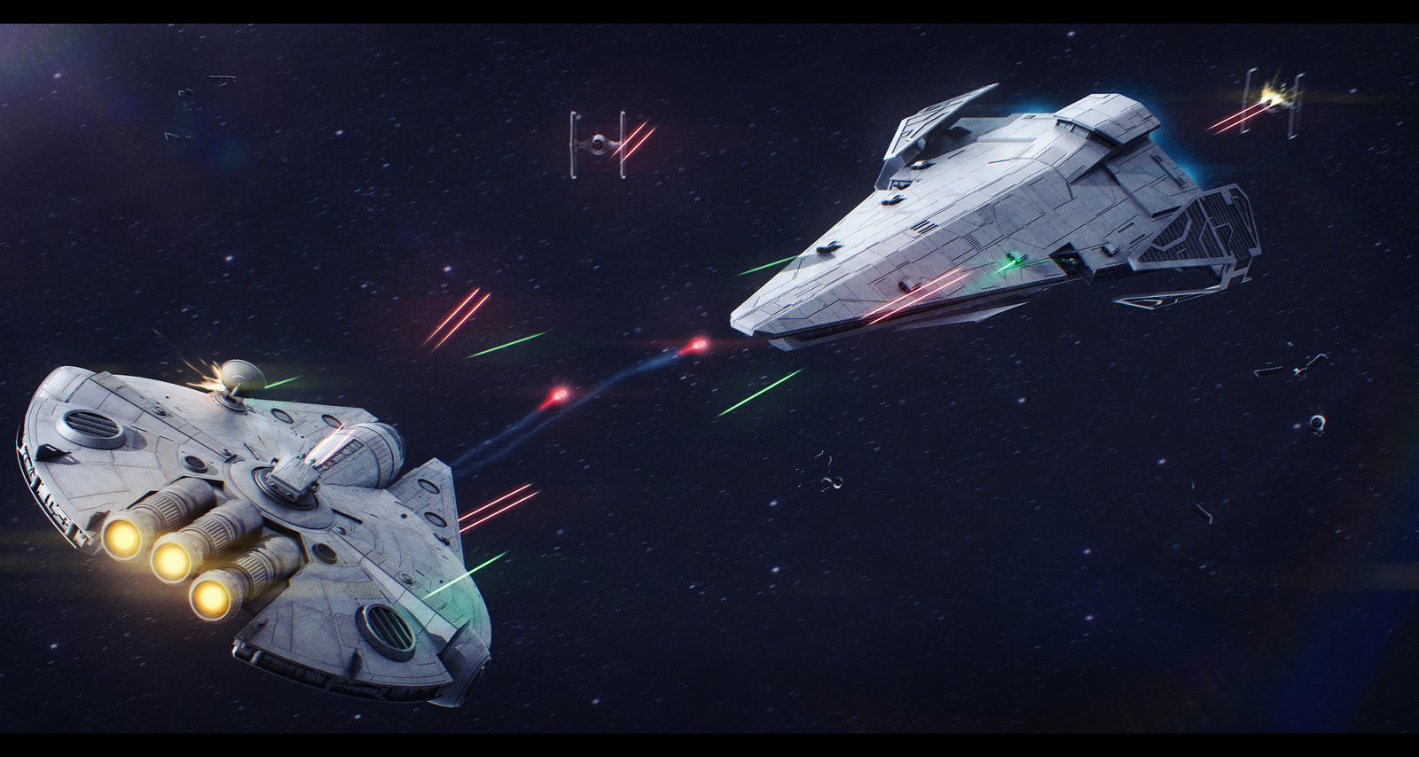 Star Wars - Saracen Saber running the blockade by AdamKop