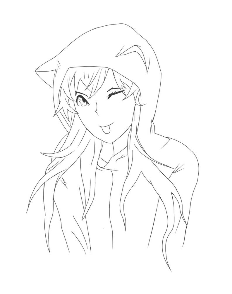 Neko Girl - Sketch/ Lineart