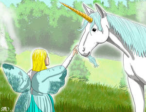 Little Fairy Girl meets Unicorn 