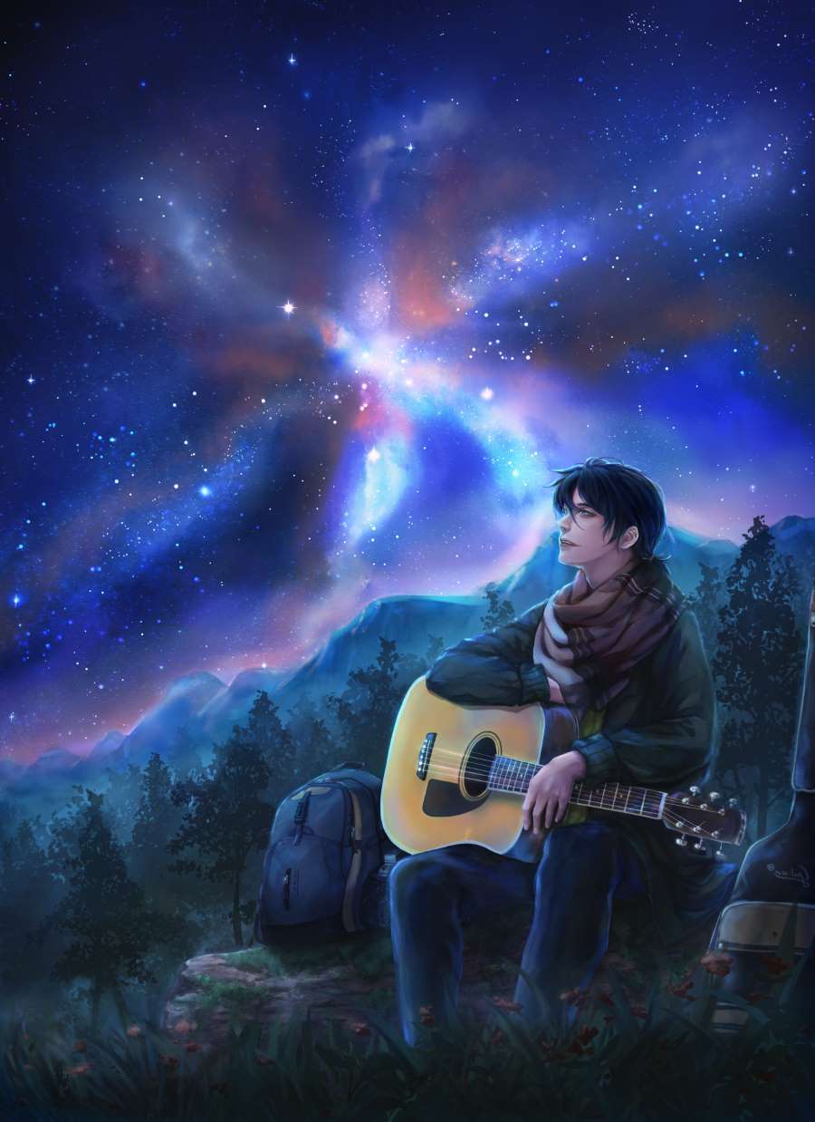 Sitting Alone Under Starry Sky by ziczak66 on DeviantArt