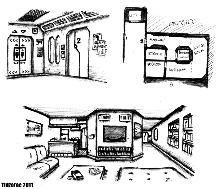 Ace's Apartment - Sketches