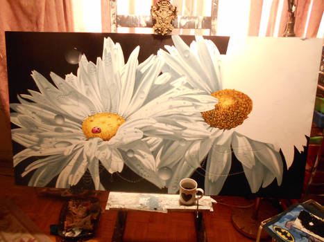Shasta Daisies...Mother and Child...wip