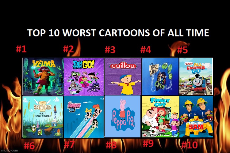 Top 10 Worst Cartoons of All Time by raymondrules65 on DeviantArt