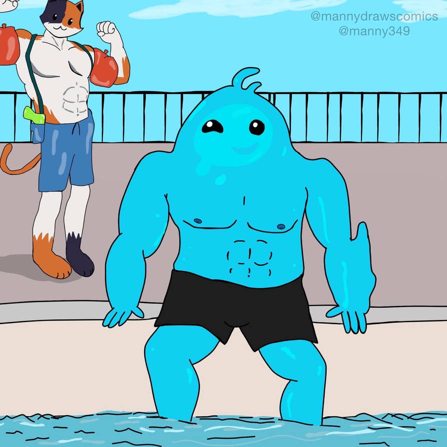Meowscles X Ripple Summer Rippley by the Pool with Meowscles by mannydrawscomics on DeviantArt