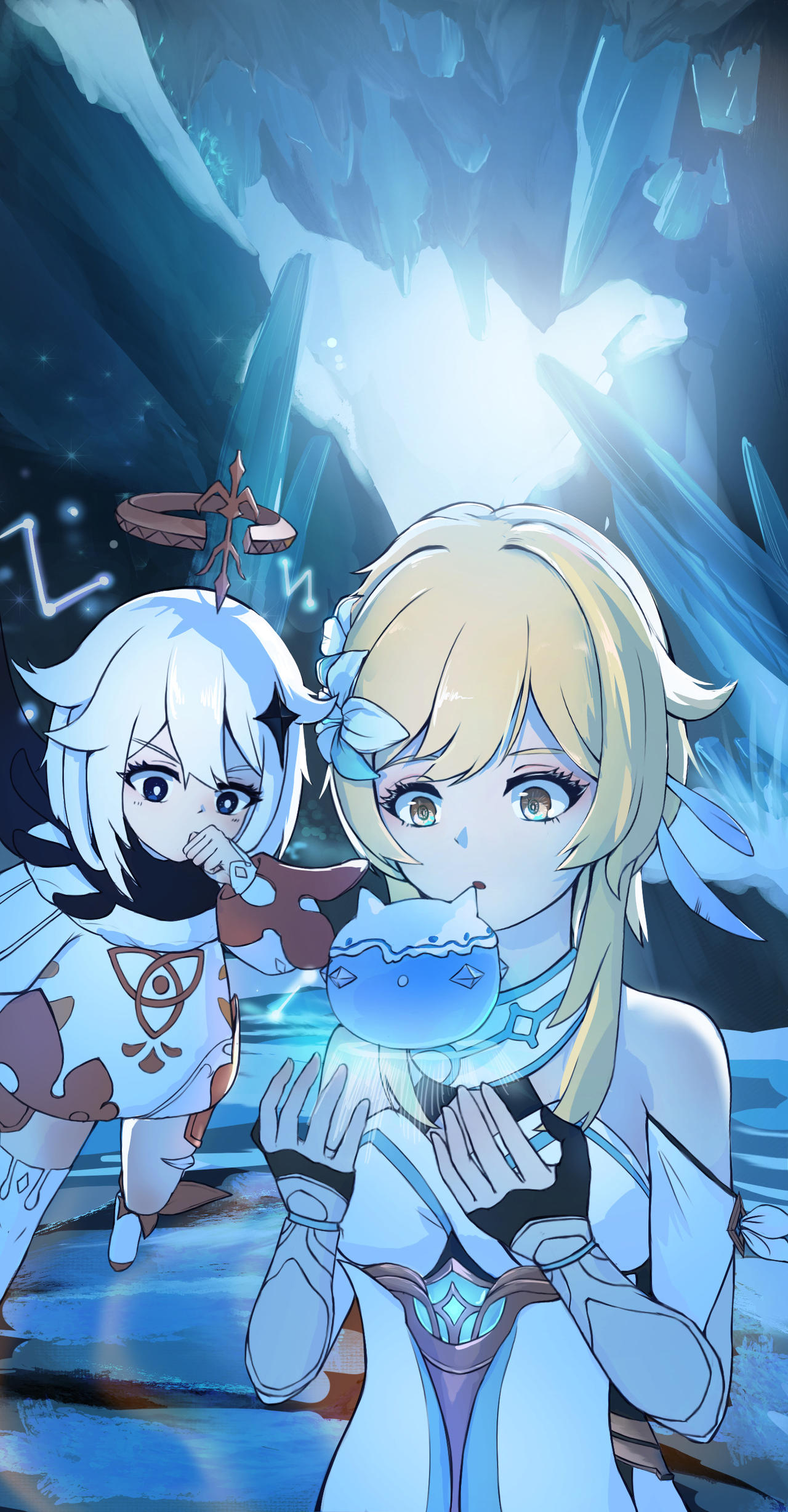 Paimon Slime Lumine and Paimon and cat ICE SLIME by Lvcenia on DeviantArt
