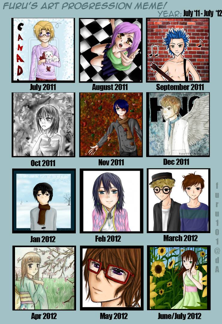 Art Progression Meme July 2011- July 2012 by furu101 on DeviantArt