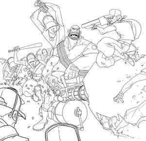 Team Fortress 2 - Scout Rush! - Lineart