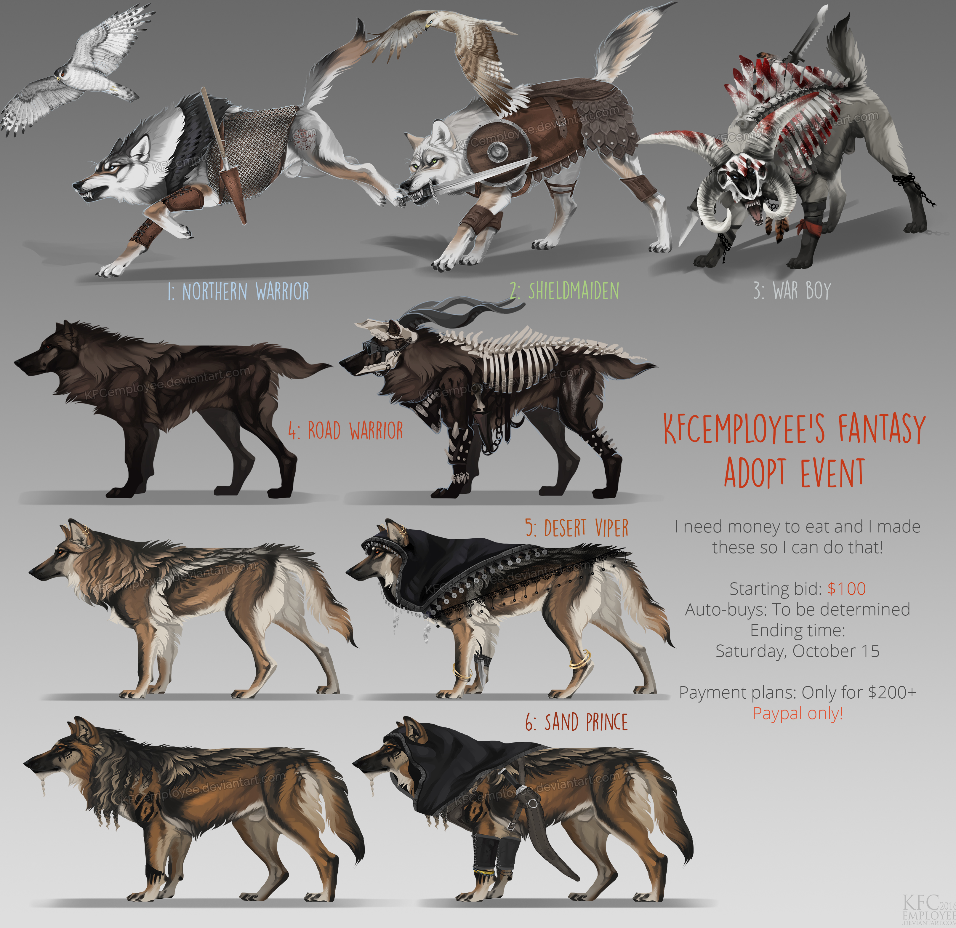 Fantasy wolf adopts: CLOSED by Chickenbusiness on DeviantArt