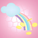 Rainbow and Gold Coins Good Luck Icon FTU