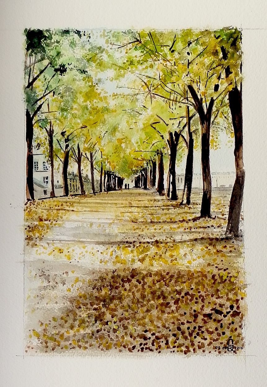 Versaille en automne - aquarelle