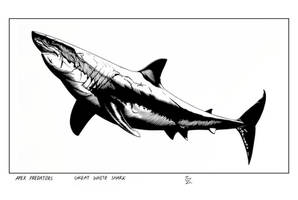 Great white shark ink illustration